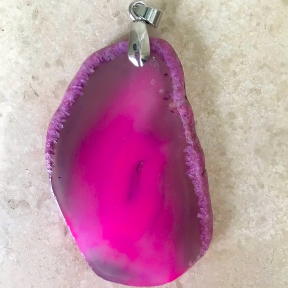 💕Pink Agate Sliced Pendant💕 - Picture 1 of 7